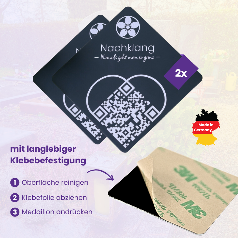 QR-Medaillons "Herz" (2er Pack) - schwarz matt