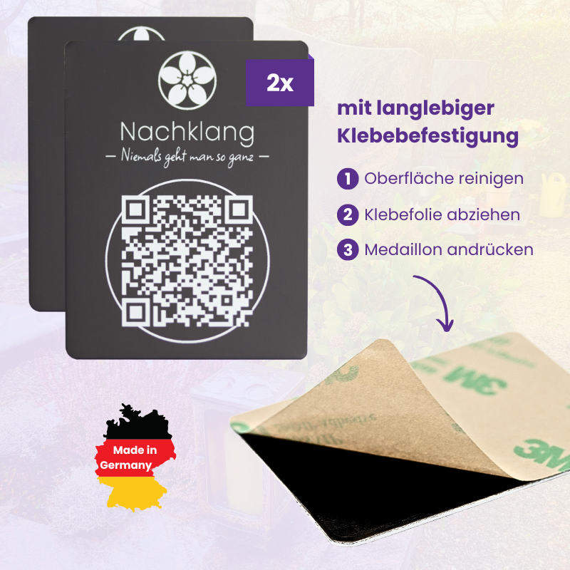 QR-Medaillons "Klassisch" (2er Pack) - schwarz matt
