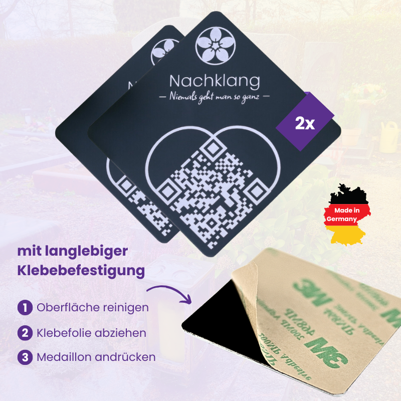 QR-Medaillons &quot;Herz&quot; (2er Pack) - schwarz matt